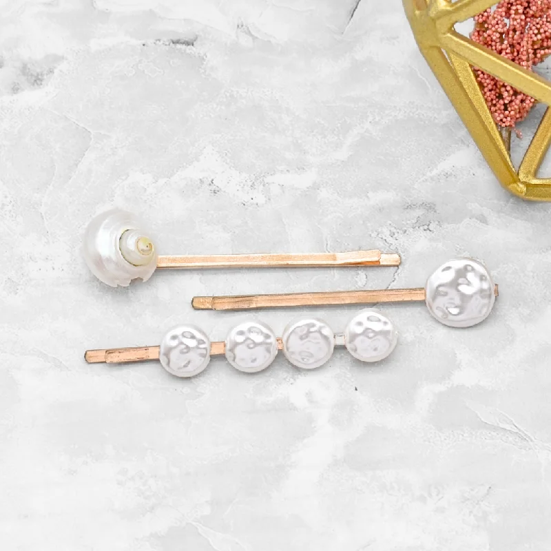 small hairpins for subtle elegance -3 piece seashell hair pin set