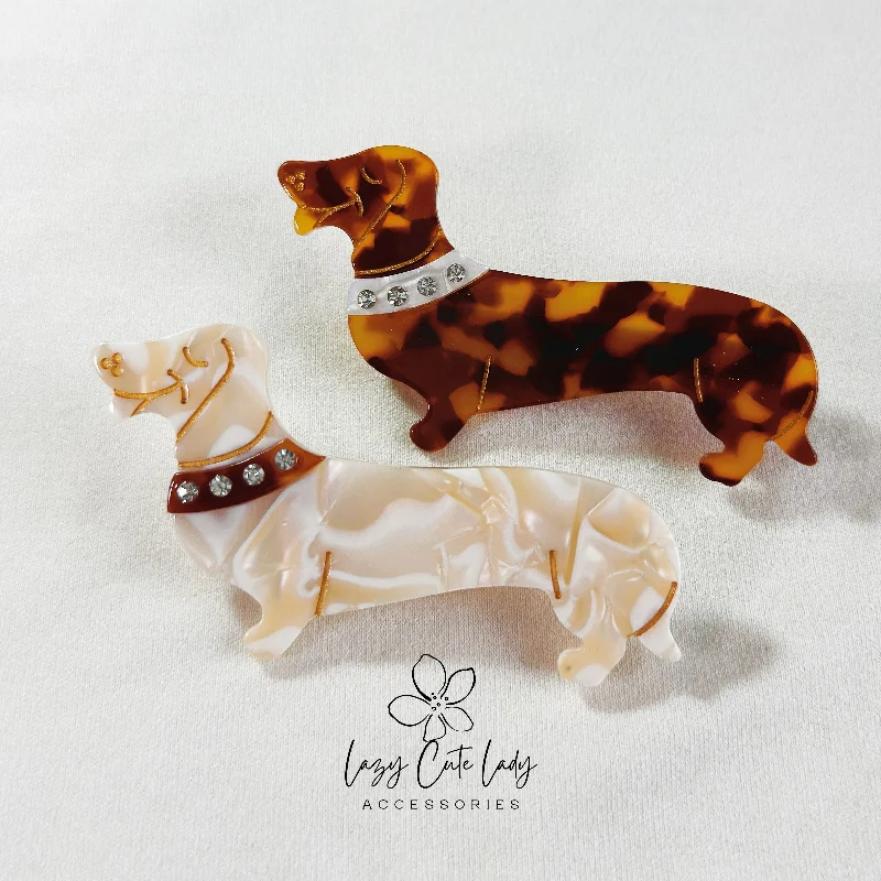 pearl-encrusted hair clips for elegant looks -Adorable Dachshund-Shaped Hair Clip – Fashionable and Playful Accessory