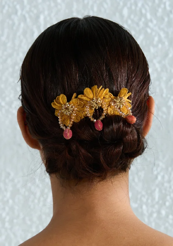 bohemian hair combs for free-spirited looks -Amaltas Floral Comb Clip