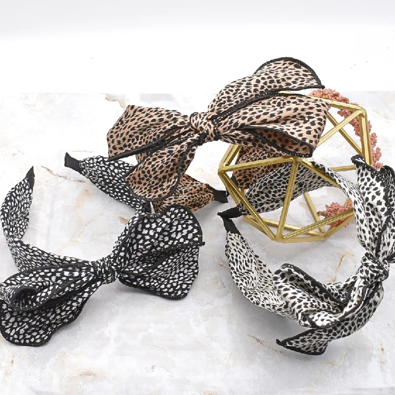 bohemian hair accessories for free spirits -Animal print headband with bow