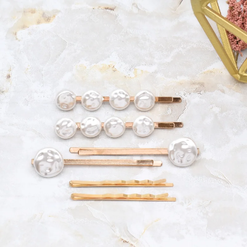 elegant pearl hair accessories for brides -Beachy hair pin set