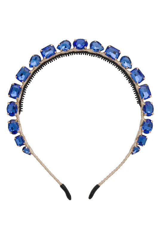 chic crystal hairpins for evening events -Beauty Queen Headband - Royal Blue