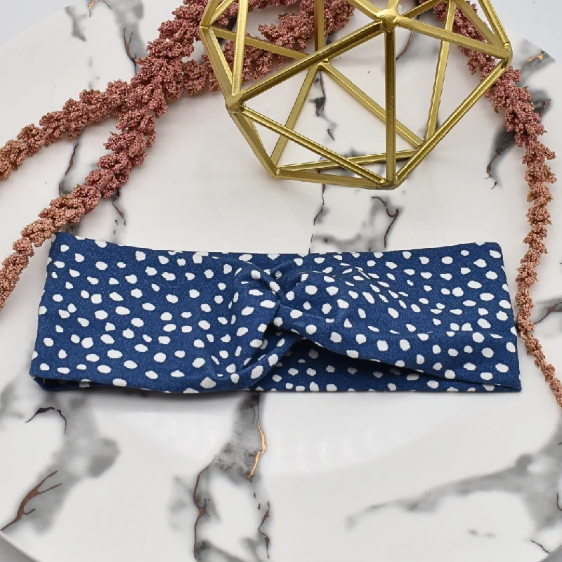 luxury hairbands for high-fashion looks -Blue polka dot