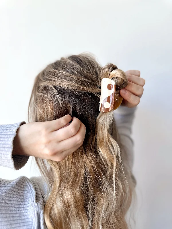 hair accessories for party outfits -Brown Yin Yang Claw Clip