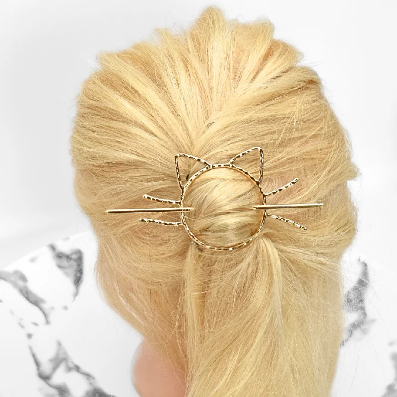 elegant floral hairbands for romantic occasions -Cat metal hair pin