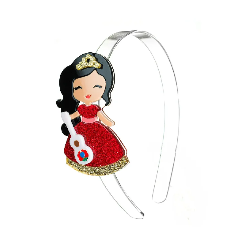 sparkling crystal hairpins for formal wear -Cute Doll Red Dress Headband