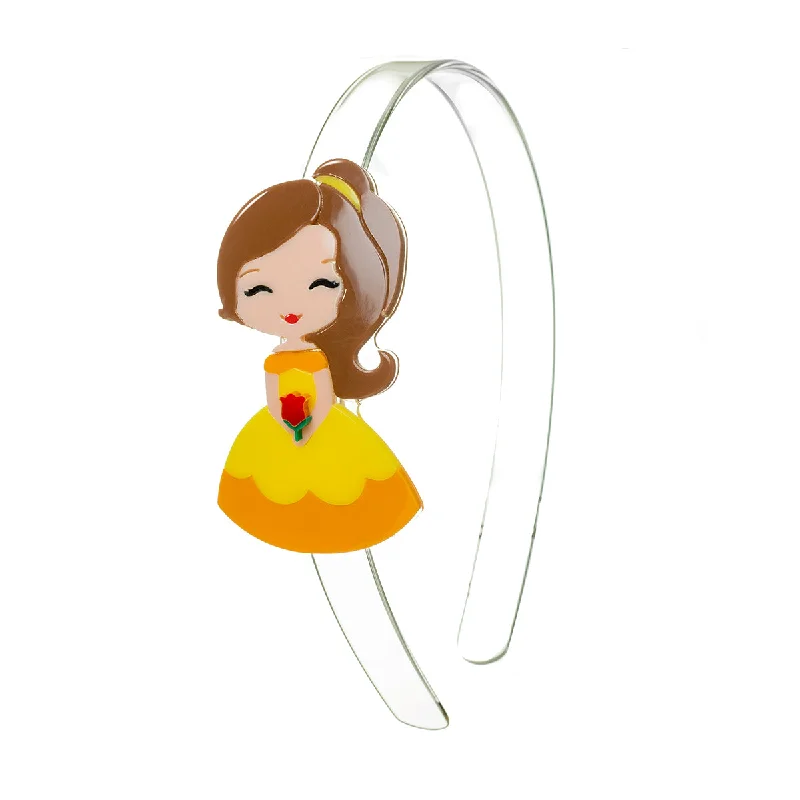 delicate hair combs for soft hairstyles -Cute Doll Yellow Dress Headband