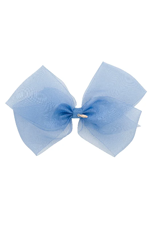 simple hair clips for casual looks -Dahlia Organza Clip - Capri Blue (Handmade in the USA!)