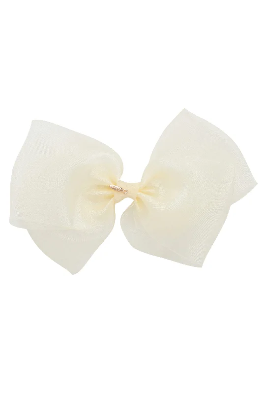 vibrant scrunchies for a bold look -Dahlia Organza Clip - Ivory (Handmade in the USA!)