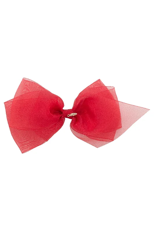 trendy scrunchies for thick hair -Dahlia Organza Clip - Red (Handmade in the USA!)