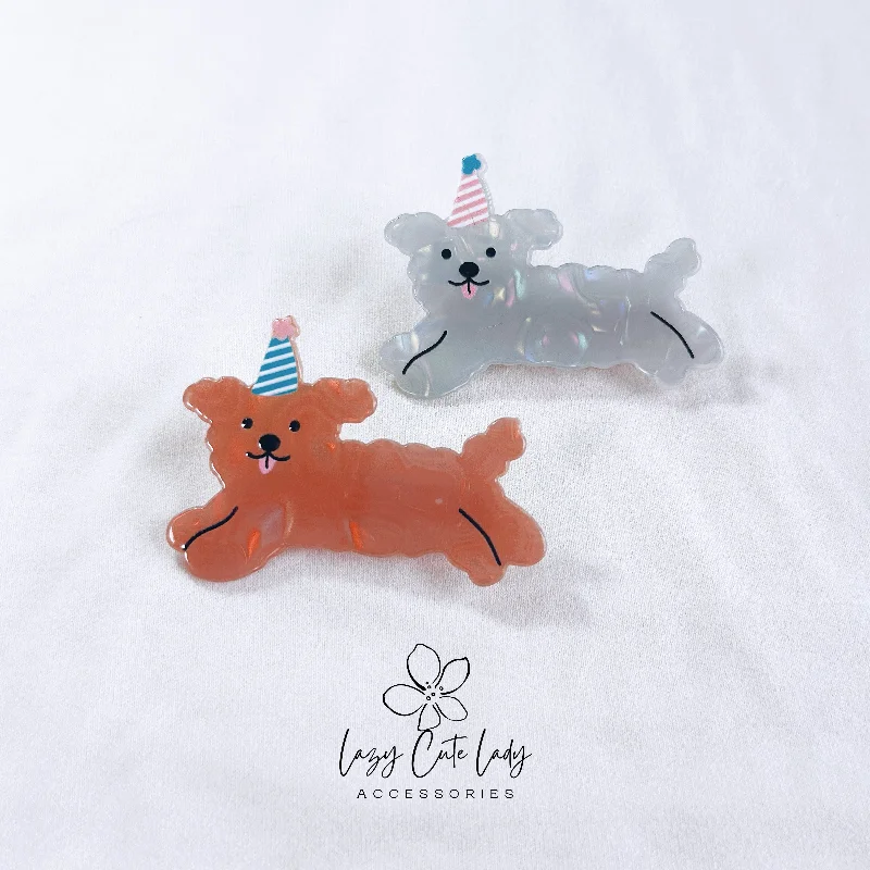 simple hairbands for daily wear -Joyful Birthday Pup Hair Clip