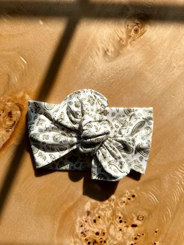 cute headbands for toddlers -Mini Tieband - Olive Paisley