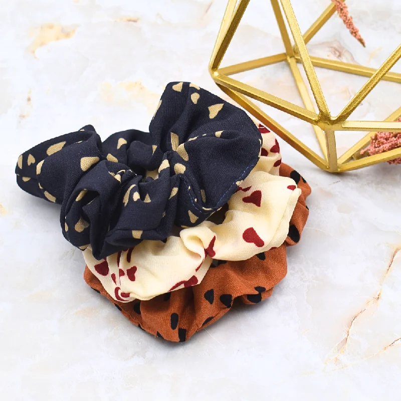 retro hair clips for 90s looks -Multi colored heart scrunchie set