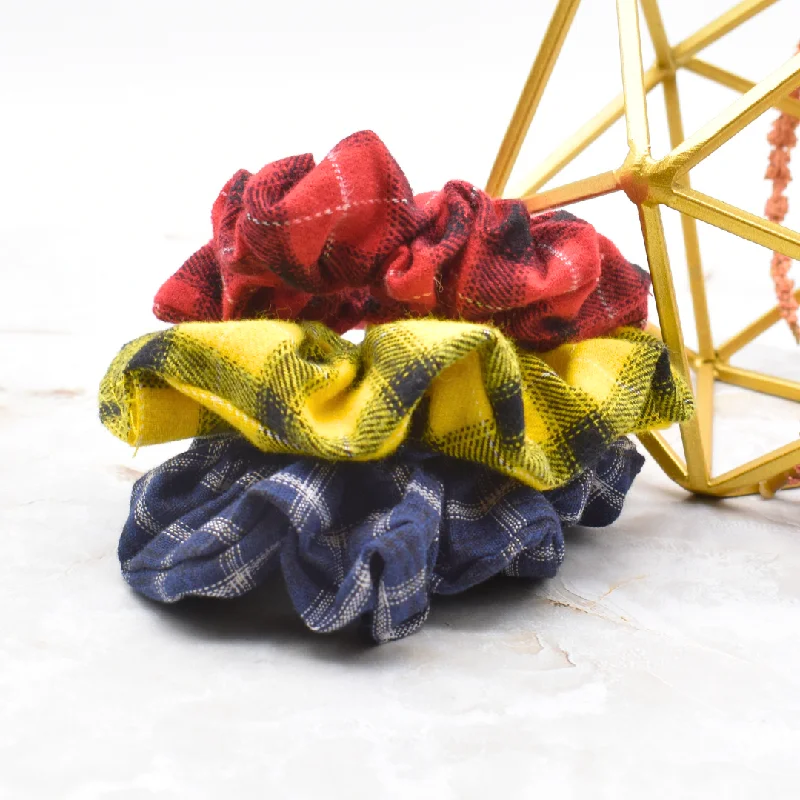 glamorous hair accessories for special occasions -Multi colored plaid scrunchie set