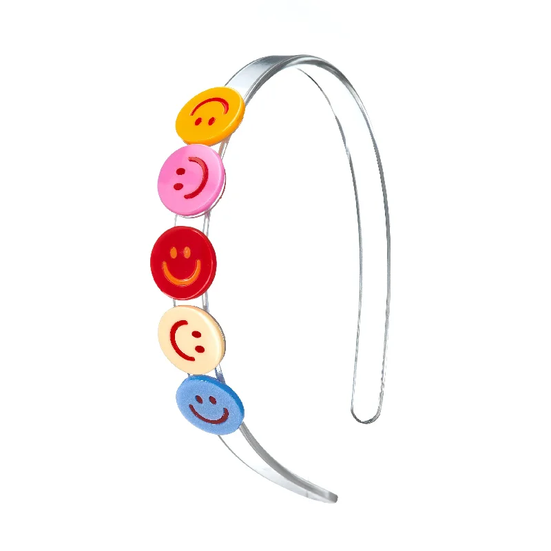 unique headbands for creative hairstyles -Multi Happy Face Colorful Headband - SUM24