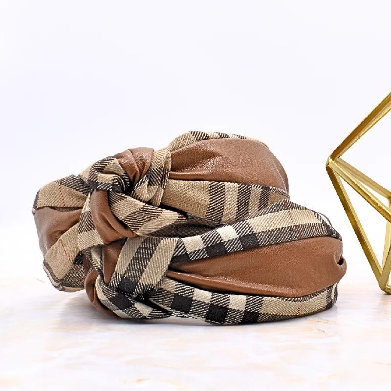 hair accessories for everyday wear -Plaid and leather headband