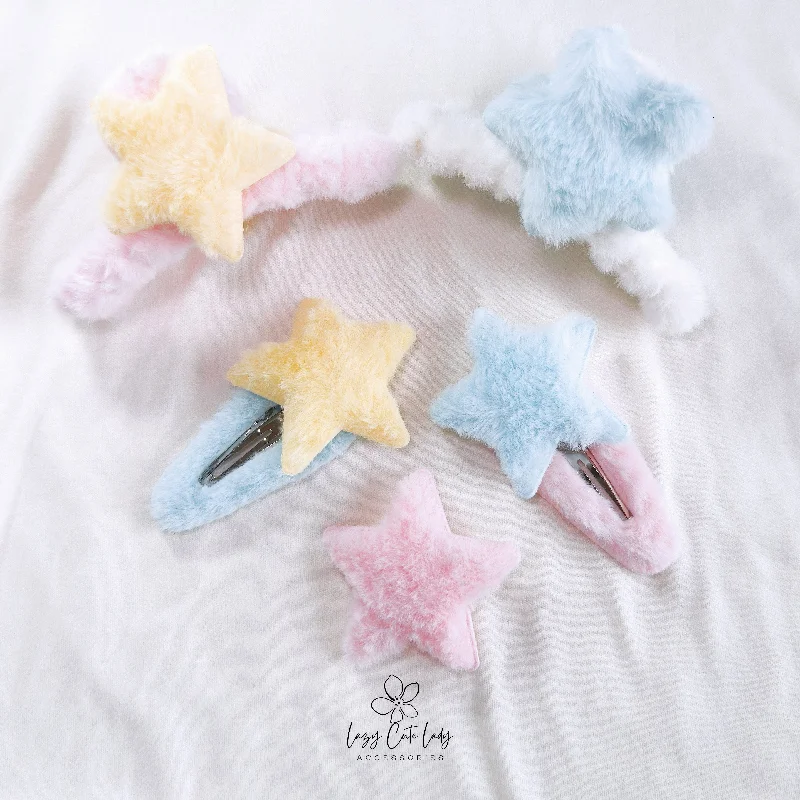 small hairpins for subtle elegance -Plush Star Hair Accessories Series - Hair clips- Hair Claw - Star clips - for girl for women