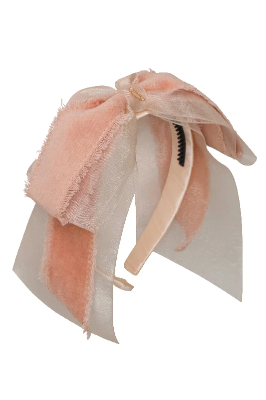 chic braided headbands for casual outfits -Primrose Bow Headband - Pink Salmon (Handmade in the USA!)