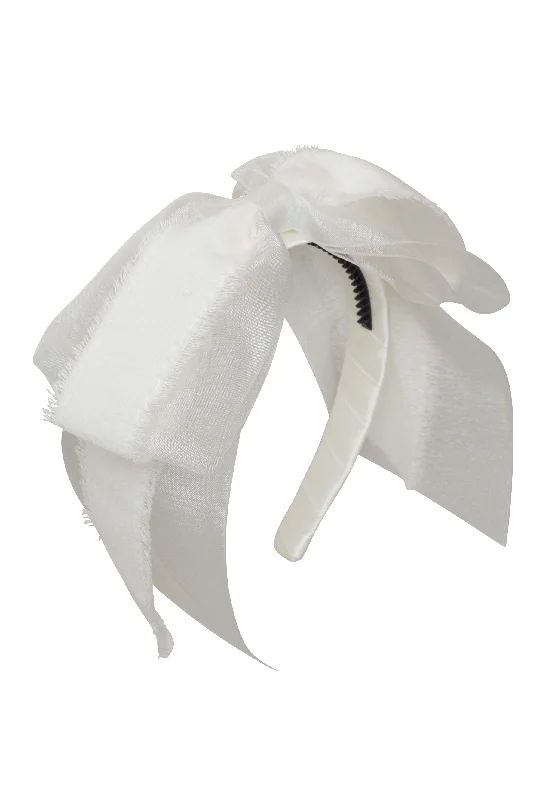 delicate pearl headbands for weddings -Primrose Bow Headband - White (Handmade in the USA!)