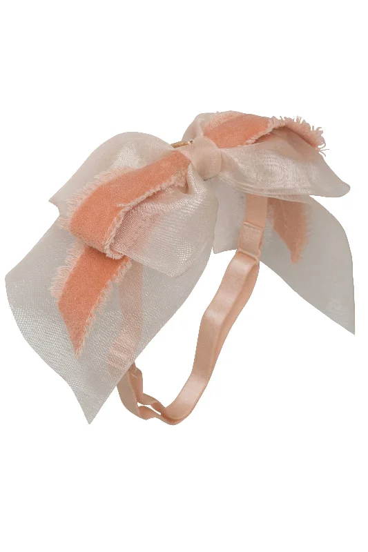 eye-catching hair accessories for parties -Primrose Bow Wrap - Pink Salmon (Handmade in the USA!)