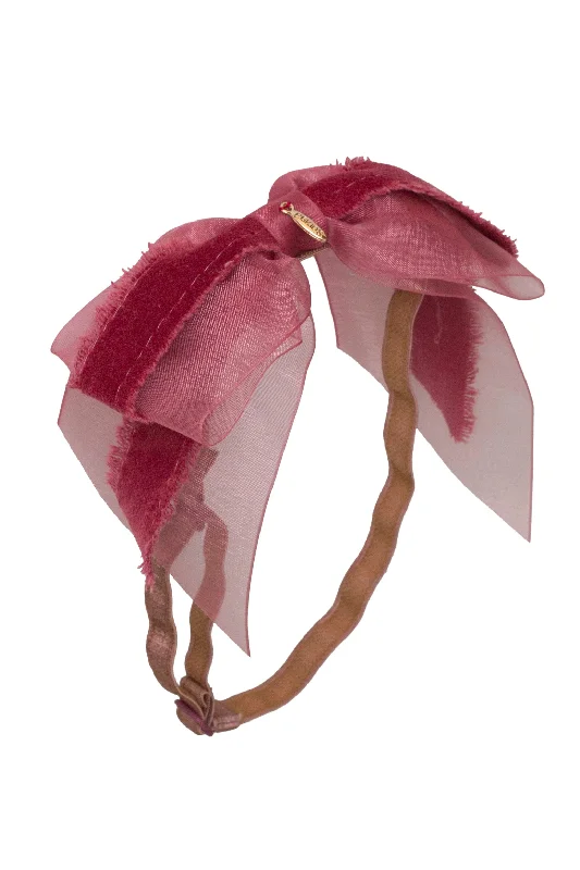 silver hair clips for modern styles -Primrose Bow Wrap - Cranberry (Handmade in the USA!)