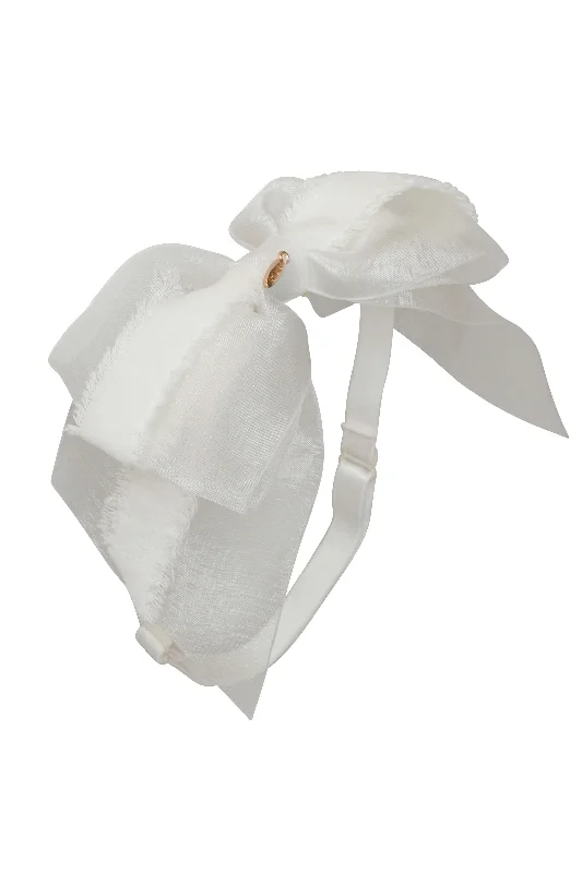 satin hairpins for delicate styles -Primrose Bow Wrap - White (Handmade in the USA!)