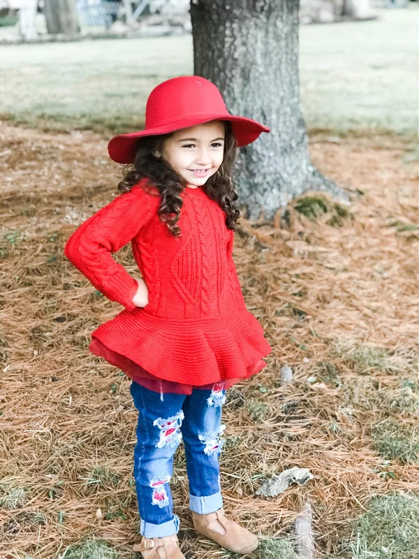 fun animal-themed hairpins for playful looks -RED FLOPPY HAT