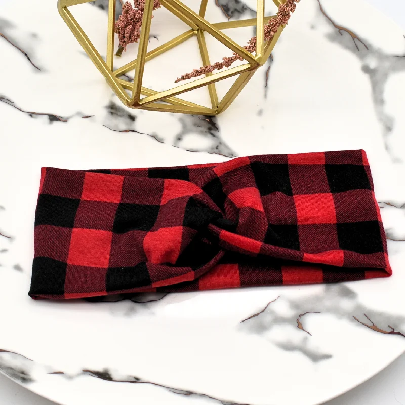 chic bobby pins for everyday use -Red plaid headband full headband