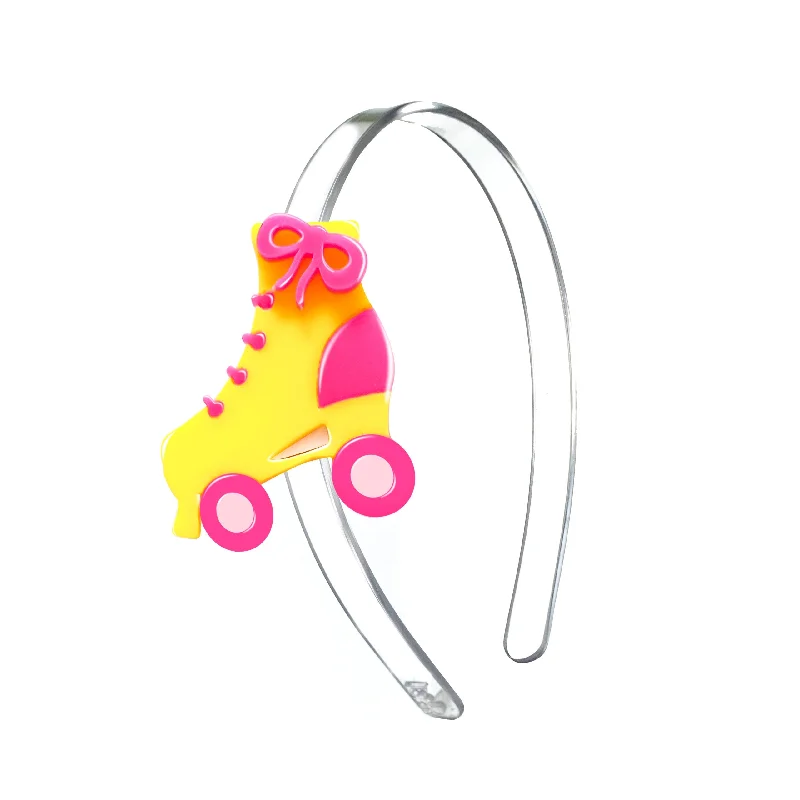 classic tortoiseshell hair clips -Roller Skates Pink Yellow Headband - SUM23