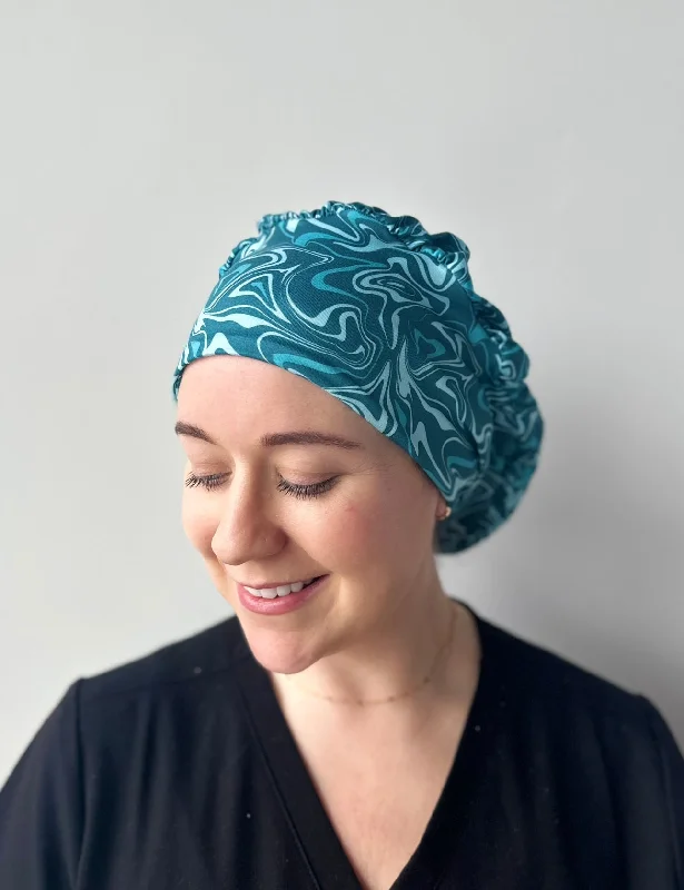 hair accessories for everyday wear -Scrub Hat - Blue Swirl