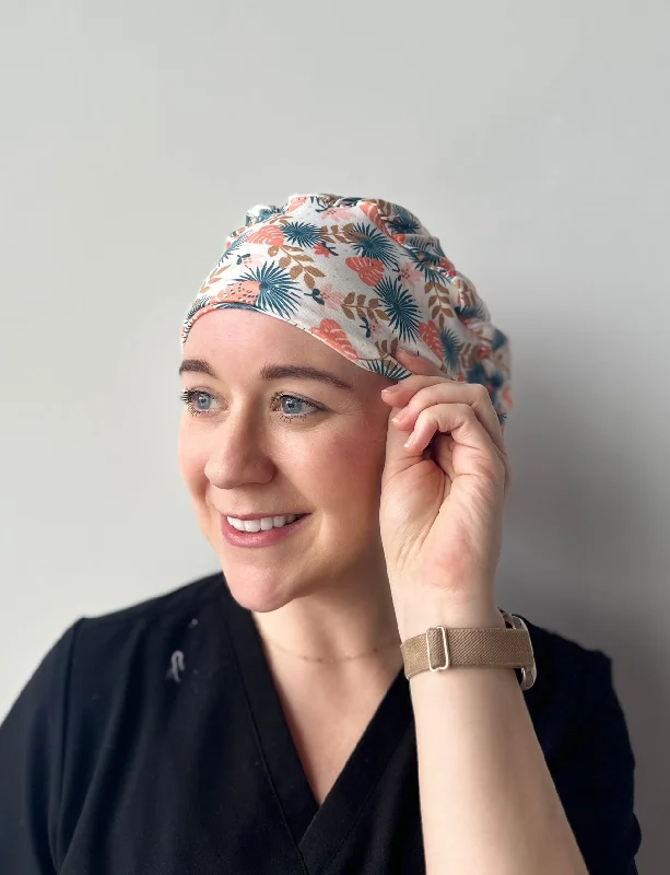 minimalist hairbands for professional looks -Scrub Hat - Boho Monstera