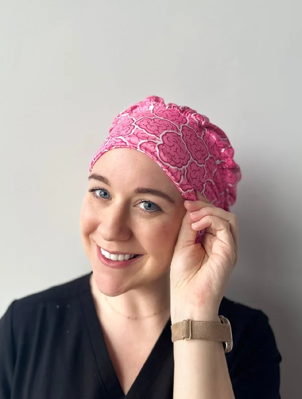 gold leaf hair accessories for weddings -Scrub Hat - Brains