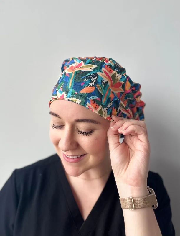 satin hairbands for luxury looks -Scrub Hat - Neon Tropics