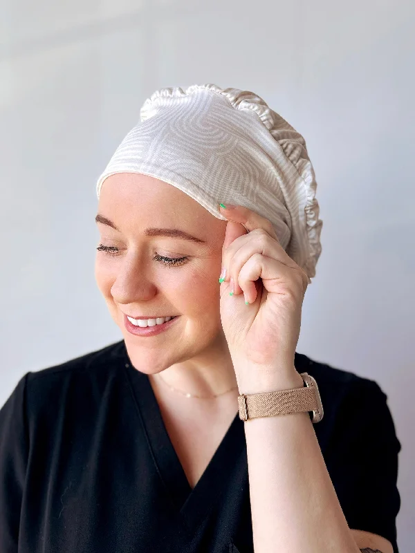 chic satin headbands for sophisticated looks -Scrub Hat - Neutral Painted Lines