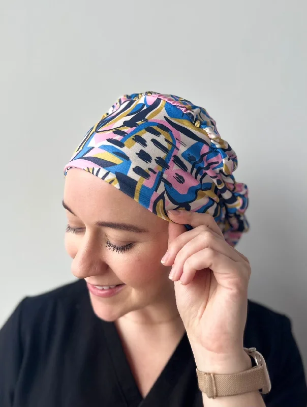 colorful hairpins for a playful touch -Scrub Hat - Vibrant Abstract