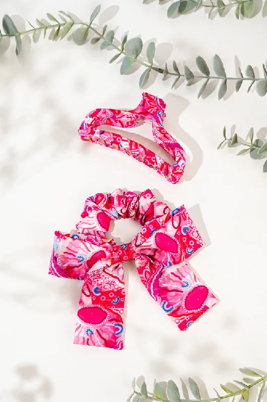 hair accessories for women -The Future Is Bright Bow Scrunchie & Curved Claw Clip