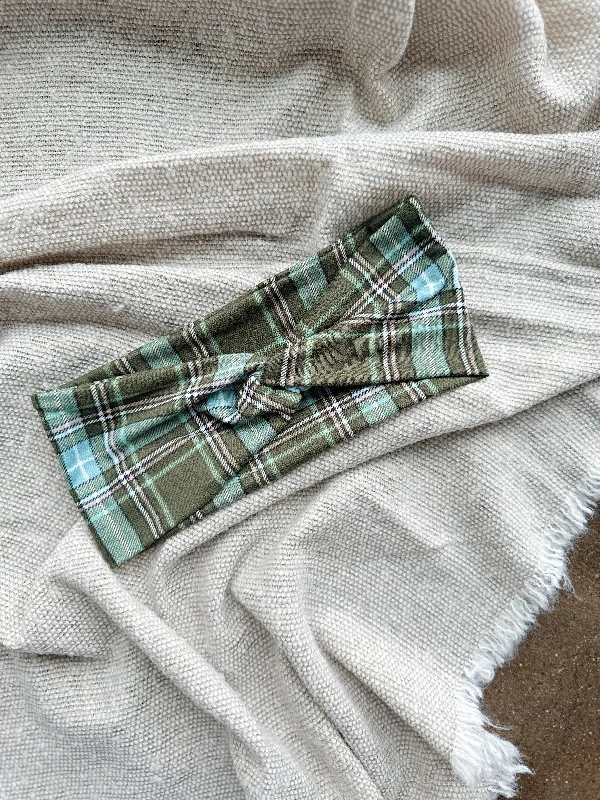 cute headbands for toddlers -Twistband™ - Olive Plaid