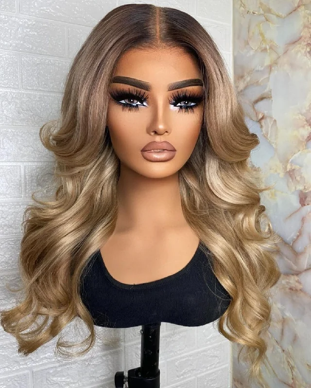 10-26inch Blonde Hightlight Ombre Body Wave Hd Transparent Full Lace Human Hair Wigs For Women