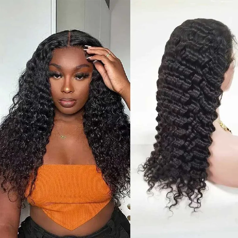 premium synthetic wigs for professional use -10A Brazilian Air Cap Easy Go Glueless Wig Deep Wave 13x4 Lace Frontal Wig 4x4 5x5 Lace Closure Wig Wear Go Wigs