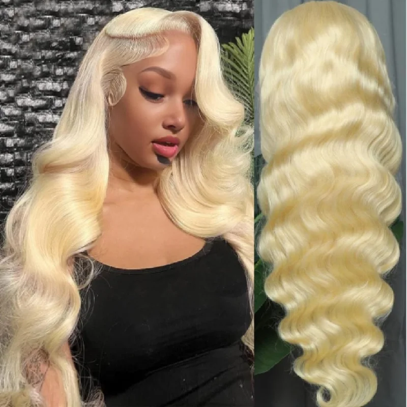 thick wigs for women with volume and bounce -10A Brazilian Blonde 613 Body Wave 13x4 Lace Frontal wig 13x6 Transparent Lace Wigs