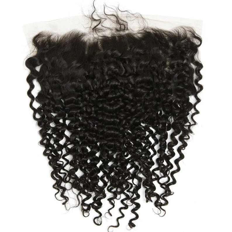 10-24inch Black Kinky Straight Human Hair 13x4" HD Lace Frontals Closure