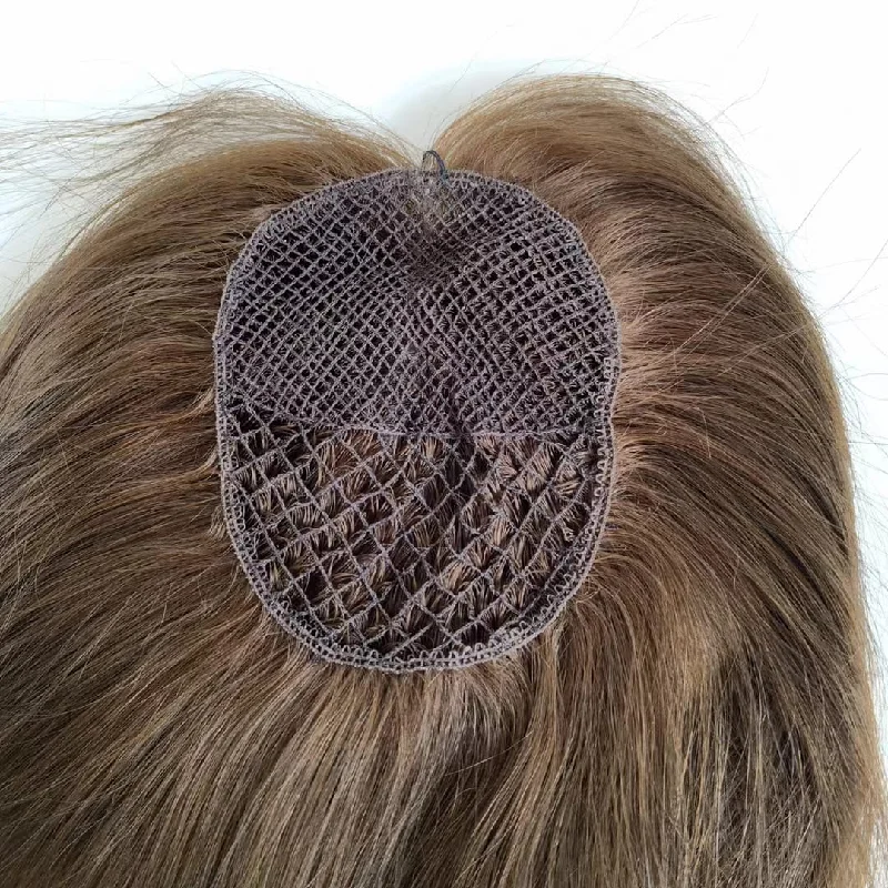 14-18inch Brown Color 4"*6" Fish Net All Handmade Human Hair Topper