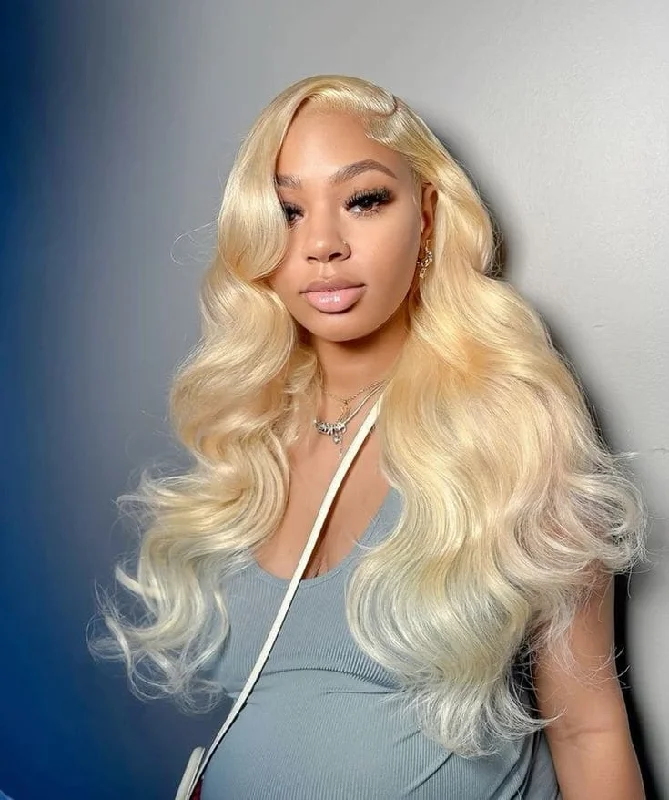 14-24inch 613 Blonde Put On And Go Glueless Loose Baby Wave 5x5 Closure Human Hair Wig