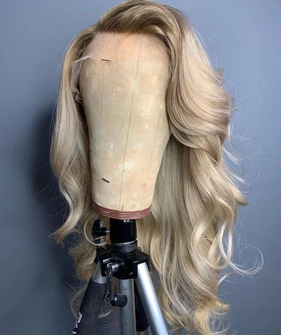 Soft Blonde Balayage 13*6 HD Lace Front Russian Virgin Human Hair Wigs