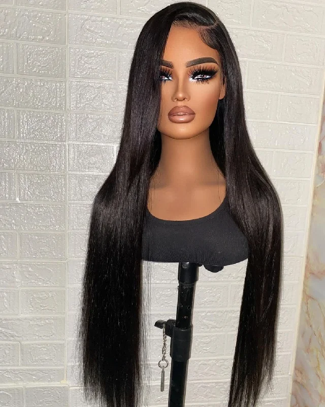 36inch Long Silky Straight Glueless Undetectable 13*6 HD Lace Human Hair Wig