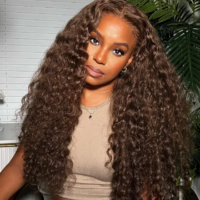 wig caps for better fit and comfort -Youtuber Same Chocolate Color 13x4 Transparent Lace Frontal Wig Dark Brown #4 Chestnut Color Wig