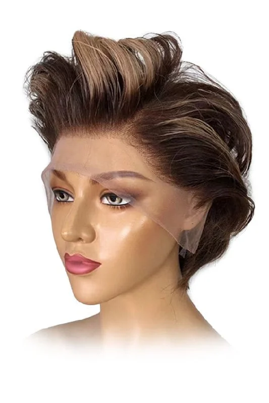 8-12inch Pixie Cut Straight Pre Plucked 13x4 Transparent Lace Human Hair Wig