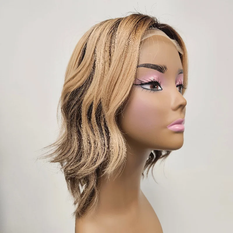 natural looking wigs for short hair -Blend color Closure Wig 10 inch