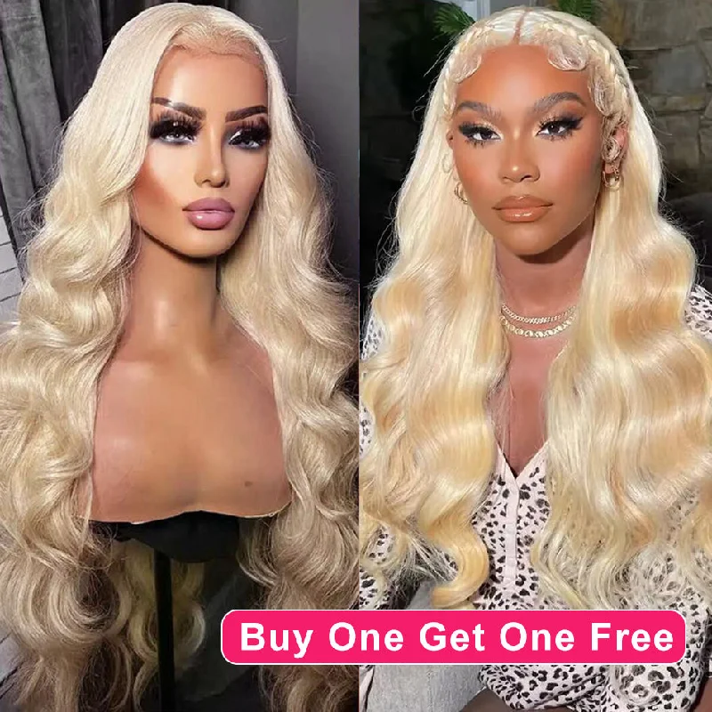 rainbow color wigs for bold looks -BOGO DEAL ! Hot Star Blonde 613 Colored HD Transparent 13x4 13x6 Lace Front Wig Brazilian Body Wave