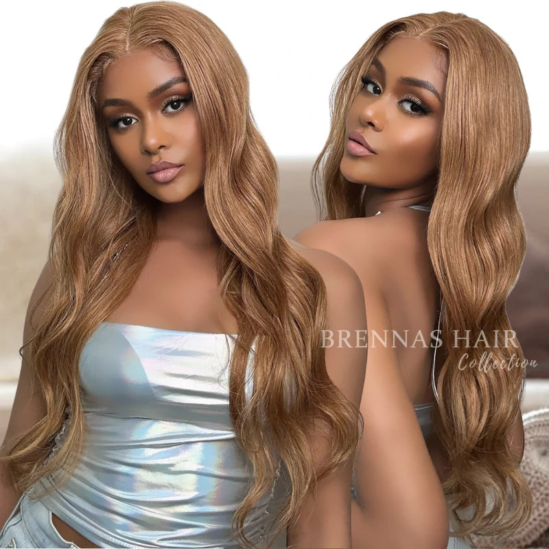 Brennas Hair #27 Honey Blonde Body Wave 13x4 Lace Front Wig Colored Human Hair Wigs for Women